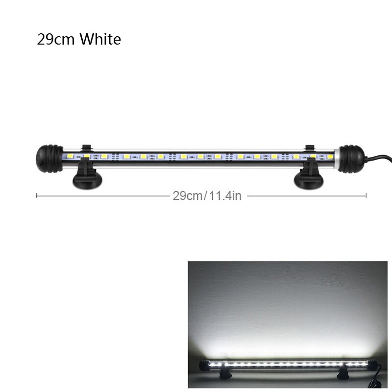 Aquarium LED Aquarium lamp 9cm 29cm 39cm 49cm LED Buis Lamp 9/15/ 21/27leds Bar Light Submersible Waterdichte 100-240V US Plug: 29CM White