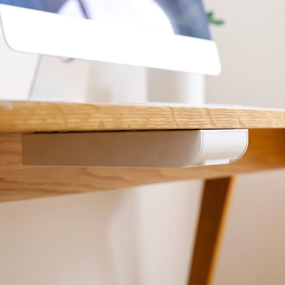 Table Storage Box Pencil Tray Self Stick Desk Up Storage Drawer Pen Set Under Holder Organizer J2R0