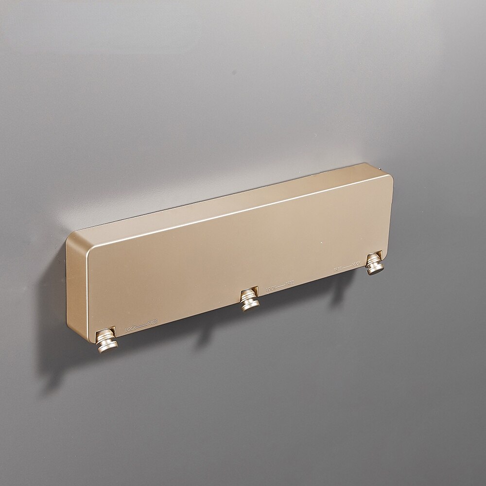 Séchoir à linge rétractable 3 lignes, support de séchage pour linge de salle de bain, corde métallique, Triple couche: Or