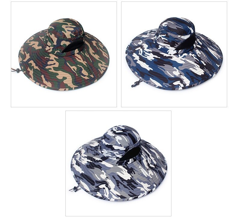 Camoland sommar solhatt herr kamouflage bucket hatt utomhus uv skydd keps hane lång bred brätte vandring fiske hattar
