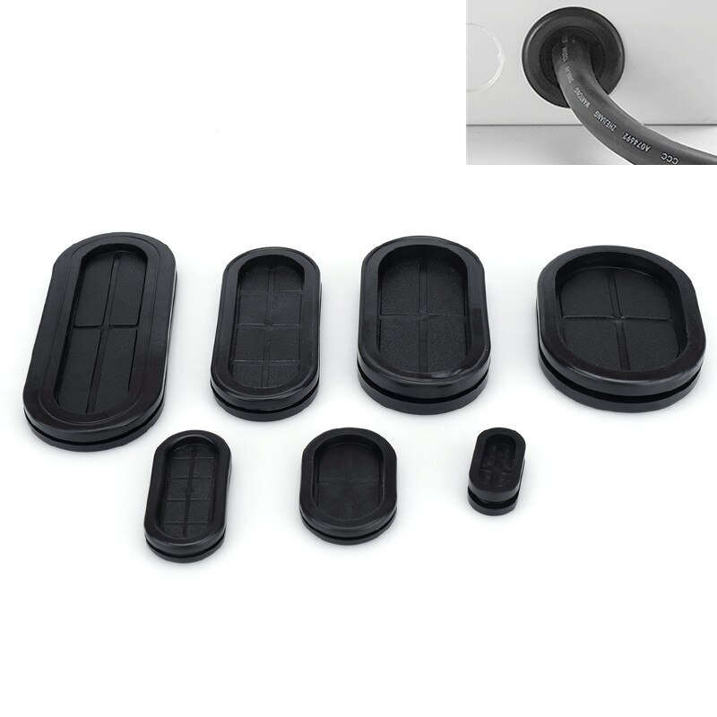 10pc Schwarz Oval gummi draht tülle 25mm Mutter dichtung blatt Elektrische Kasten einlass Auslauf dichtung Ring Staub stecker abdeckung kabel Schutz