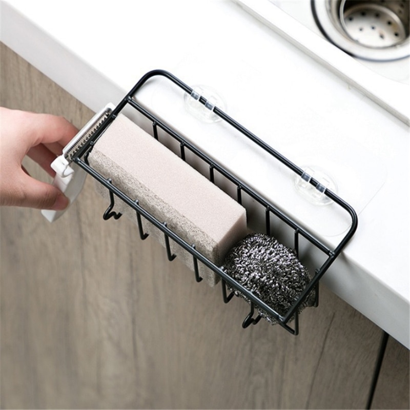 Zelfklevende Ijzer Sink Rag Rekken Wall Mounted Spons Afvoer Opslag Planken Rekken Aanrecht Accessoires Badkamer Organizer