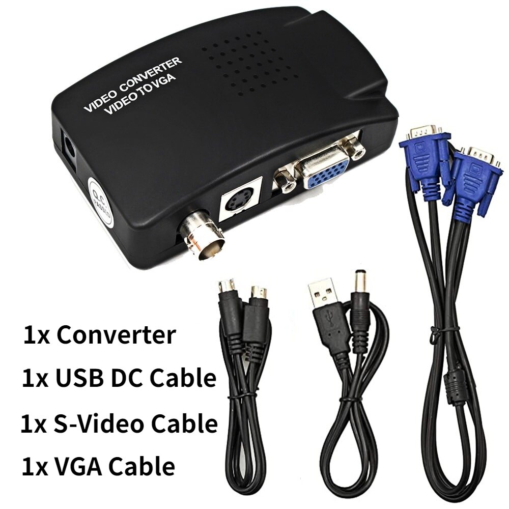 Bnc converter vga s-video naar vga video adapter converter voor digitale harde schijf videorecorder computer laptop naar tv projector: Zoals getoond