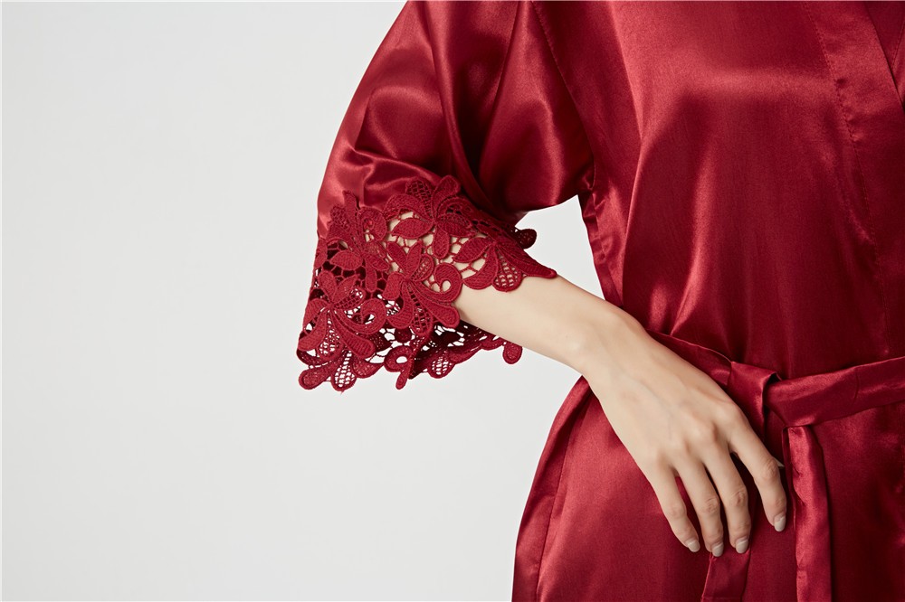 Champagne Bruid Bruidsmeisje Bruiloft Gewaad Kant Nachtkleding Homewear Sexy Satijnen Badjas Jurk Vrouwelijke Nachthemd Intieme Lingerie