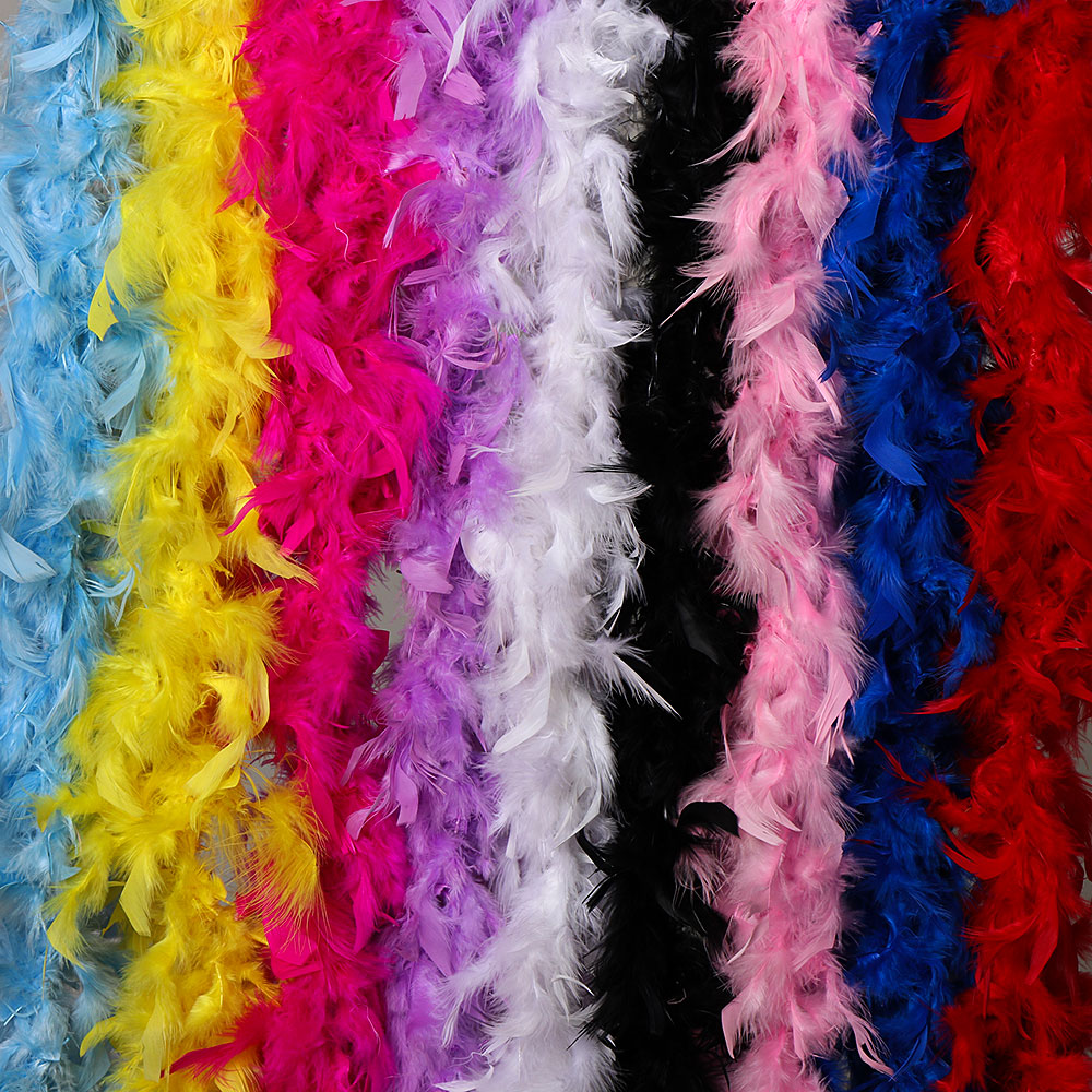 2m hvid boa strip bånd fest krans stof diy håndværk tøj tilbehør fjer farverige strip – Grandado