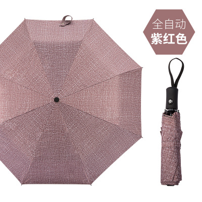 Wind Resistant Folding Automatic Umbrella Rain Women Auto Luxury Big Windproof Umbrellas Rain For Men Black Coating 10K Parasol: Umbrella 3 Fuchsia