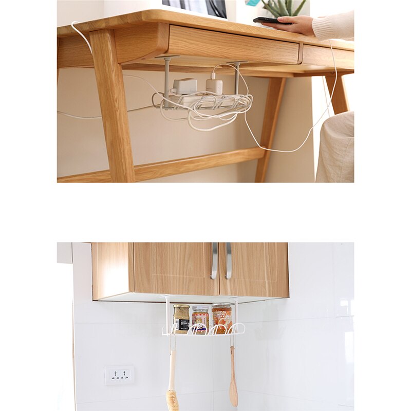 Onder-Tafel Opbergrek Tafel Bodem Stopcontact Houder Opknoping Rack Lijn Afwerking Bureau Voor Keuken Home Office Zuig muur