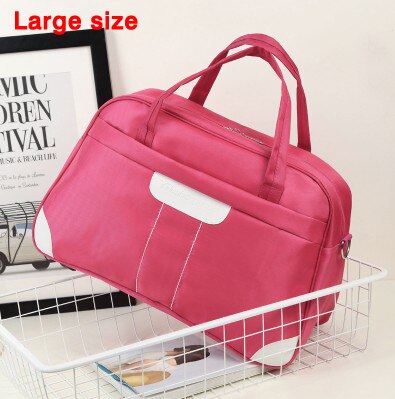 Women Travel Bag Large Capacity Waterproof Nylon Duffle Luggage Shoulder Bag Female Weekend Bags Multifunctional Travel Tote: rose red large