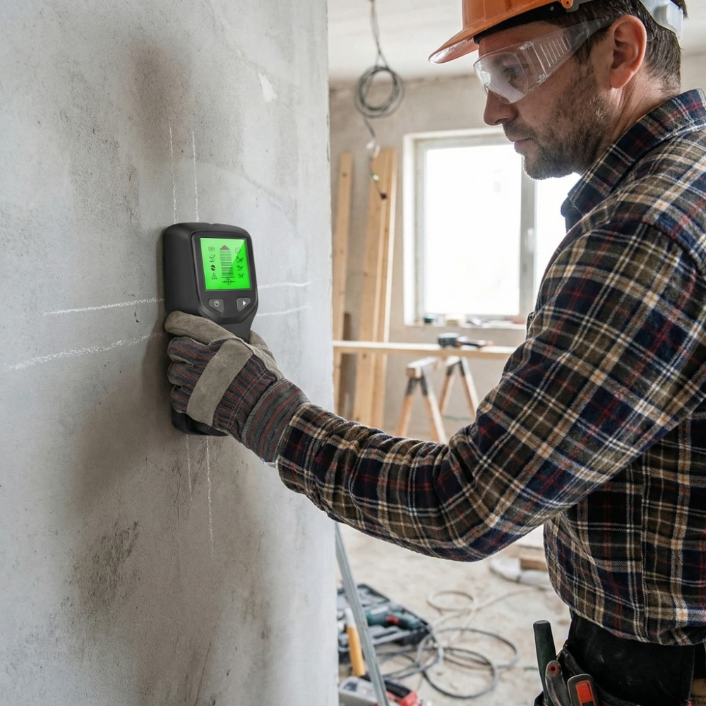 5-in-1 digitale wanddetector, handheld wandscanner voor metaal, hout, stroomdraden, kabels, PVC en waterleidingen.