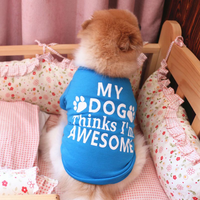 T-shirt forår sommer kæledyr korte ærmer hundeskjorte print 2 farver tøj til hund