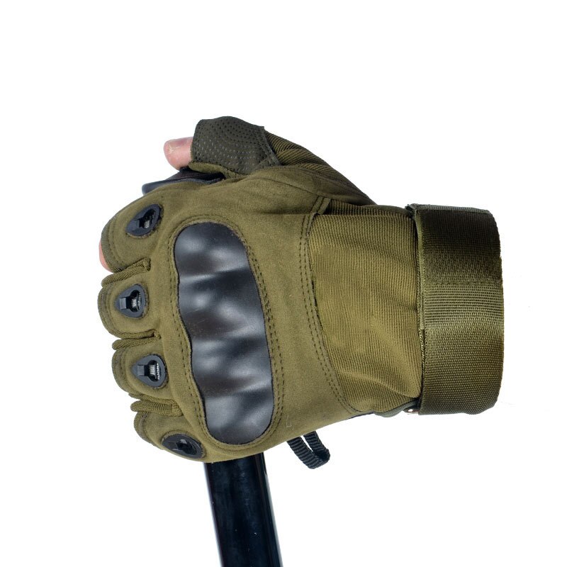 Chasse en plein air demi-doigt gants sport résistant à l'usure résistant à l'usure en plein air antidérapant Fitness tactique demi-doigt gants: ArmyGreen / 18-20