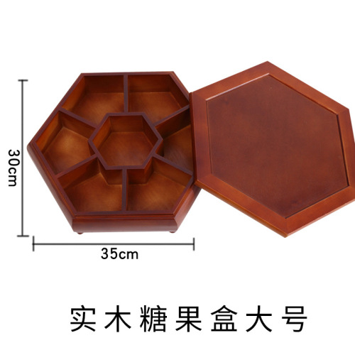 Pine Chinese Dried Fruit Box Living Room Split with Cover Candy Box Wood Nut Snack Solid Wood Storage Box: D01