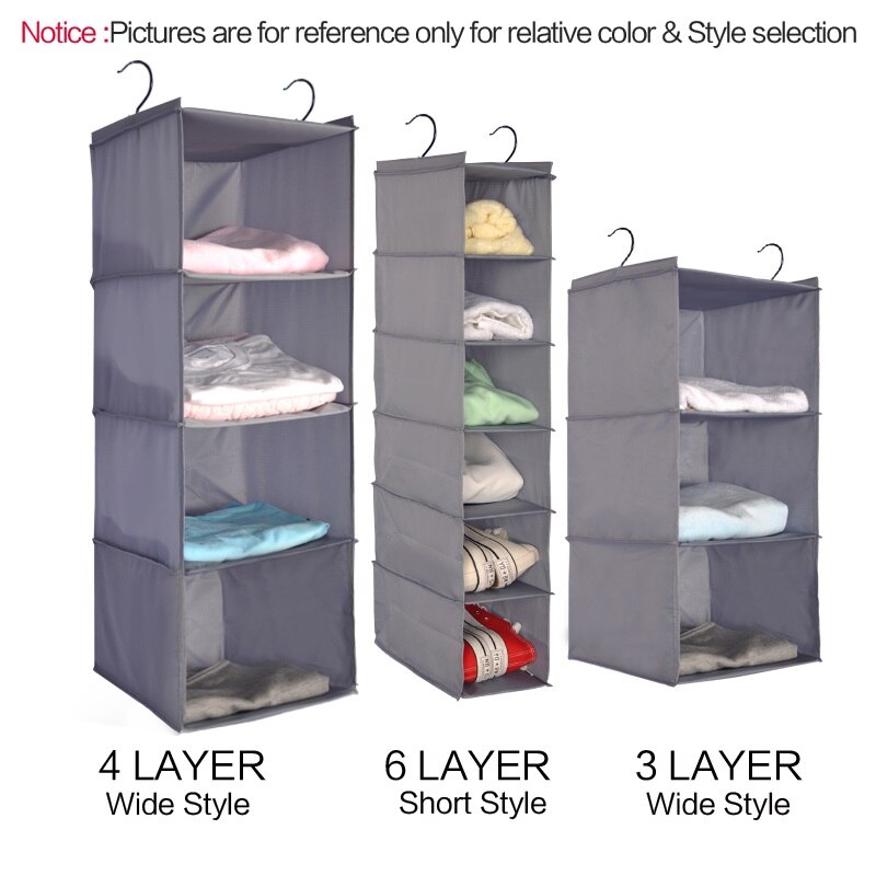 Lesort Thuis Opknoping Kleding opbergtas (Muti Rekken) duurzaam organiseren Planken Eco-Vriendelijke Closet Cubby Geen lade: Grey / 6 layer short style