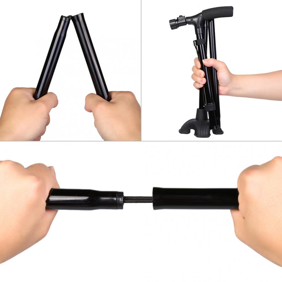 Self Standing Folding Walking Cane Lightweight Walking Stick with LED Light and Cushion Handle Adjustable Height 150-190cm