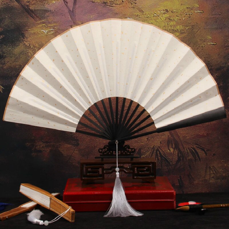 Chinese Brush Pen Calligraphy Paper Fan Ink Painting Creation Rice Paper Ventilador Blank Men/women Folding Xuan Paper Hand Fan