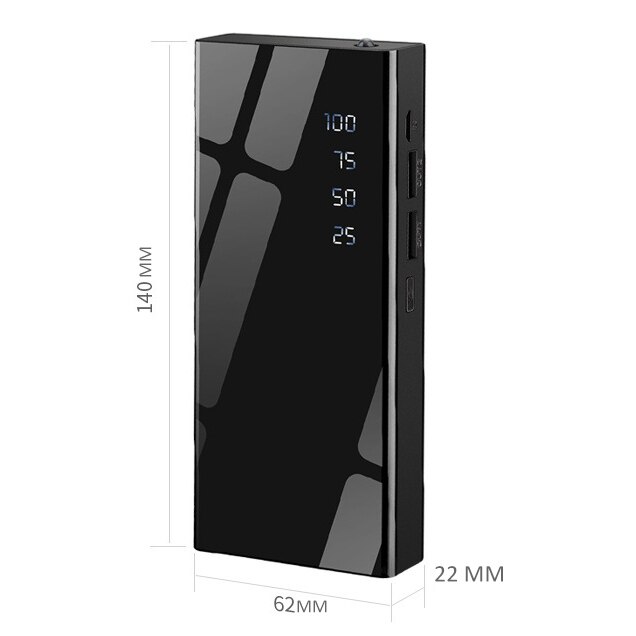 10000mAh Externe Draagbare Power Bank Telefoon Oplader Dual Usb-poort Powerbank LED Display Zaklamp Telefoon Batterij Oplader