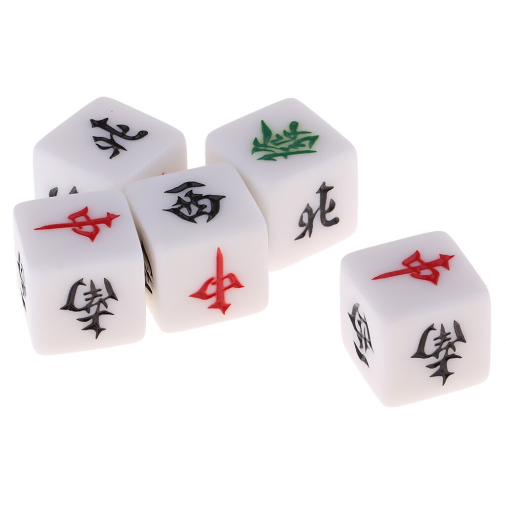 5 Stuks Acryl Dobbelstenen Wind Richtingen Ontworpen Mahjong Accessoire Dobbelstenen Set