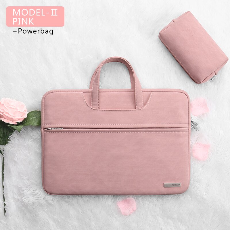 Laptop Tasche 13,3 15,6 14 zoll Wasserdichte Notebook Tasche Für Macbook Fall M1 Air Pro 13 15 Huawei Schulter handtasche Aktentasche: PINK 2 SETS