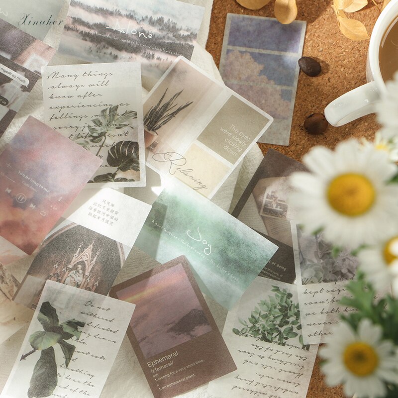 Xinaher 40 stk/pose vintage tåge skov blomster washi papir klistermærke pakke gør det selv dagbog dekoration klistermærke album scrapbog
