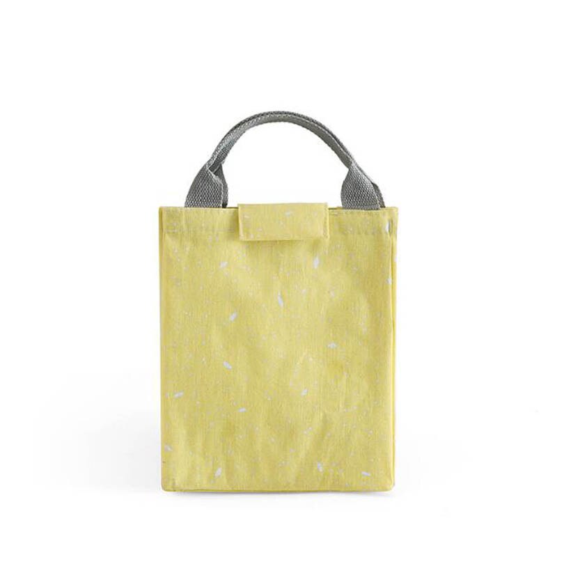 Waterproof Leisure Bag Cooler Lunch Bags Black Dot Pattern Hook Loop Opener Tote kids Warm Keeper Insulation Picnic Lunch Box: Yellow