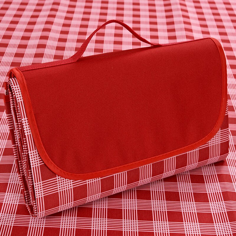 Manta de Picnic, estera de Camping plegable al aire libre impermeable 145x200cm, estera de Picnic ancha, manta de playa a cuadros, colchoneta multijugador para bebé: Gingham - RED