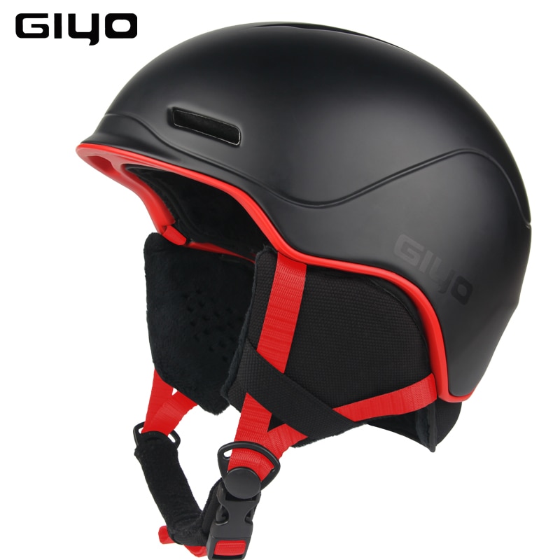 Casco da sci da sci GIYO uomo donna inverno sport tutto&#39;aria aperta casco di sicurezza caschi da neve leggeri da incidente casco da bicicletta integrato: opaco nero