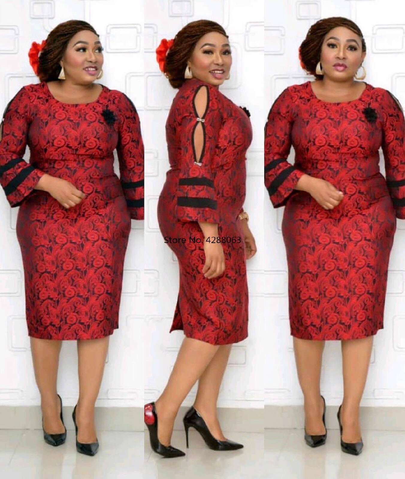 Syksy elegantti afrikkalaiset naiset o-neck printing plus koko mekko afrikkalaiset vaatteet afrikkalaiset mekot naisille afrikkalaiset vaatteet