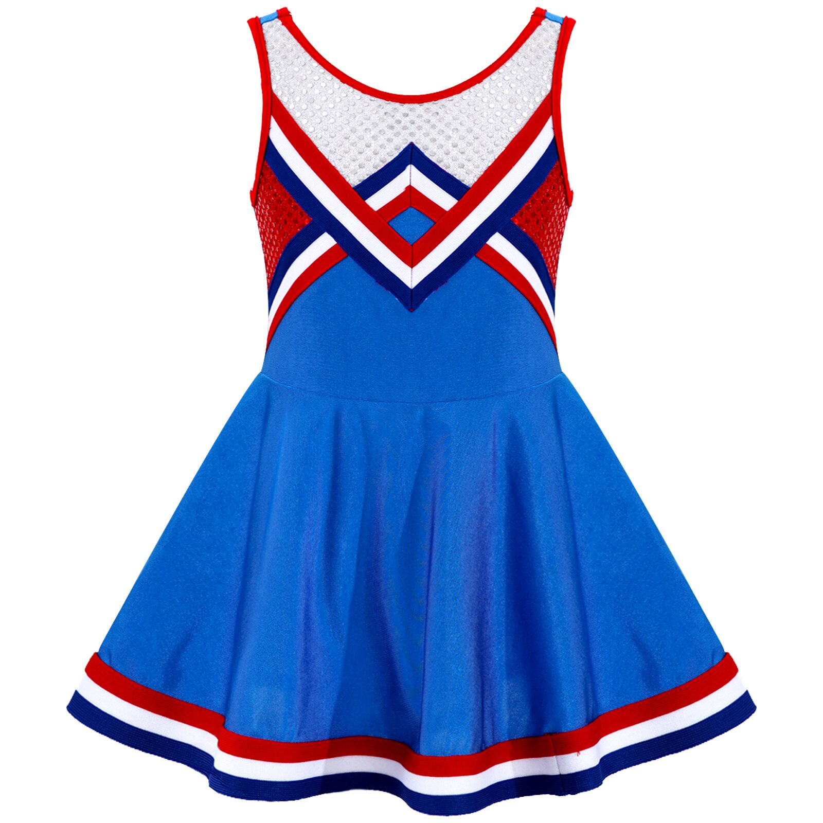 Kids Girls Sequins Cheerleading Uniform Cheerleader Costume Childrens Cheerlead Dance Dress for Dancing Competiton Dancewear: 12