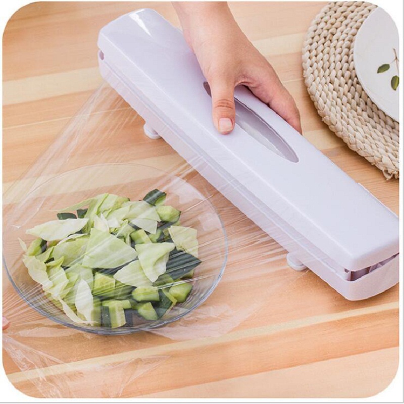 Wraptastic plastfolie cutter konserveringsmiddel madvaccum til folie klamrer sig køkkentilbehør skræmmende køkkentilbehør gadget