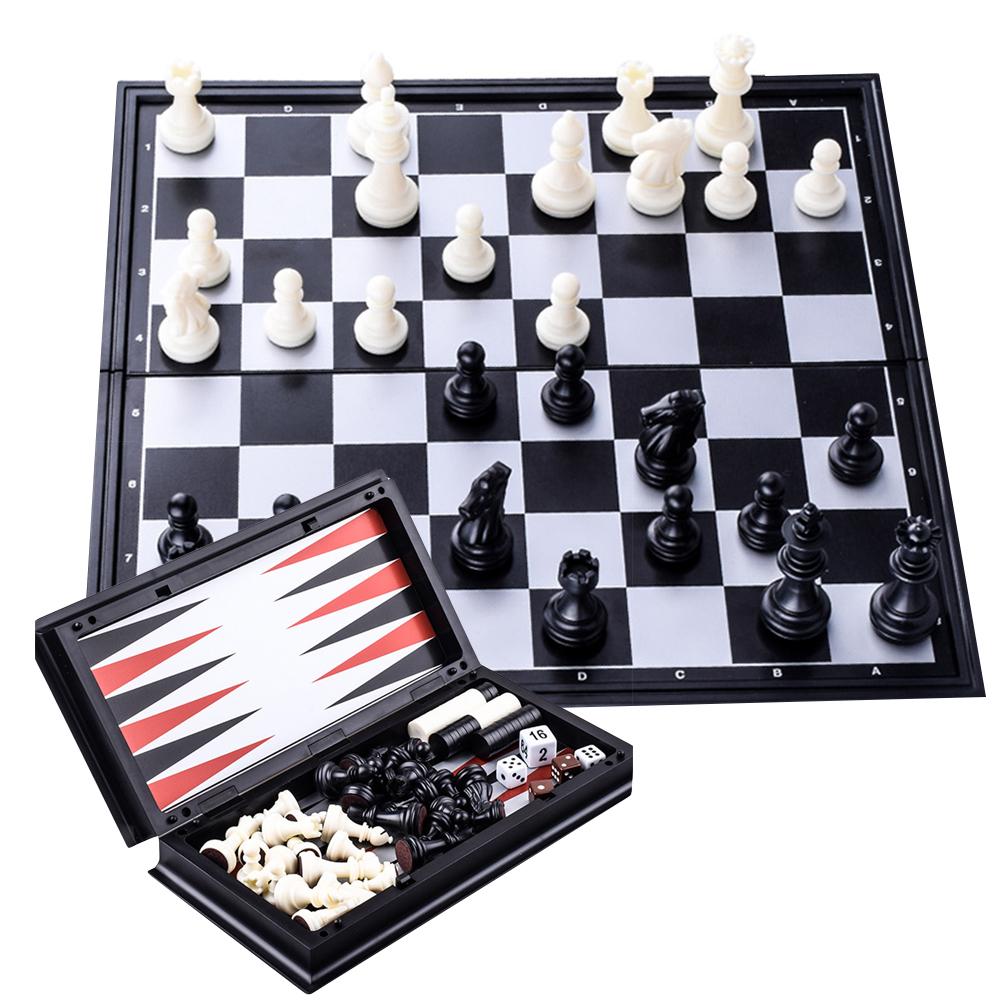 3 in 1 scacchi magnetici pieghevoli Backgammon scacchi gioco da tavolo intelligente Mntessori giocattoli educativi per bambini regalo per bambini