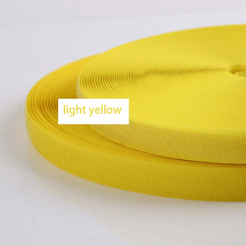 5 meter/par 20mm farverige kroge uden selvklæbende fastgørelse tape krog og løkke nylon magisk tape kabelbindere gør-det-selv-tilbehør: Gul 20mm 5 meter