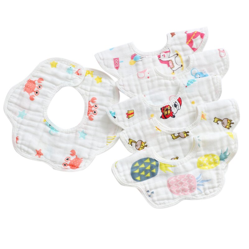 4pcs/lot Baby Bibs Washable Cotton Baby Bibs Burp Cloth Print Arrow Wave Triangle Adjustable Meal Bib Infant Feeding Towel Bibs