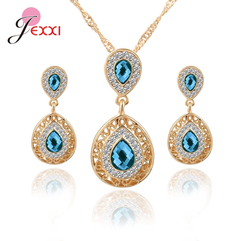 Fast Genuine 925 Sterling Silver Wedding Jewelry Set Korean Style Jewelry Set For Women Latest Jewelry Set