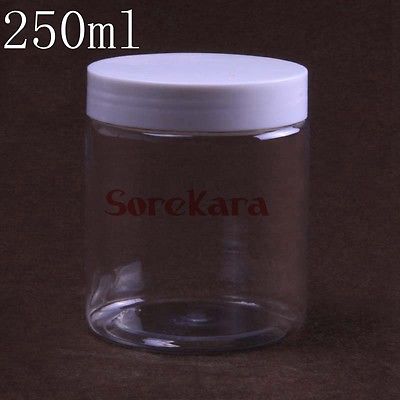 250ml Clear plastic Bottle Reagent Bottle Sample Vials Plastic Lid Screw Cap Screw On Cover