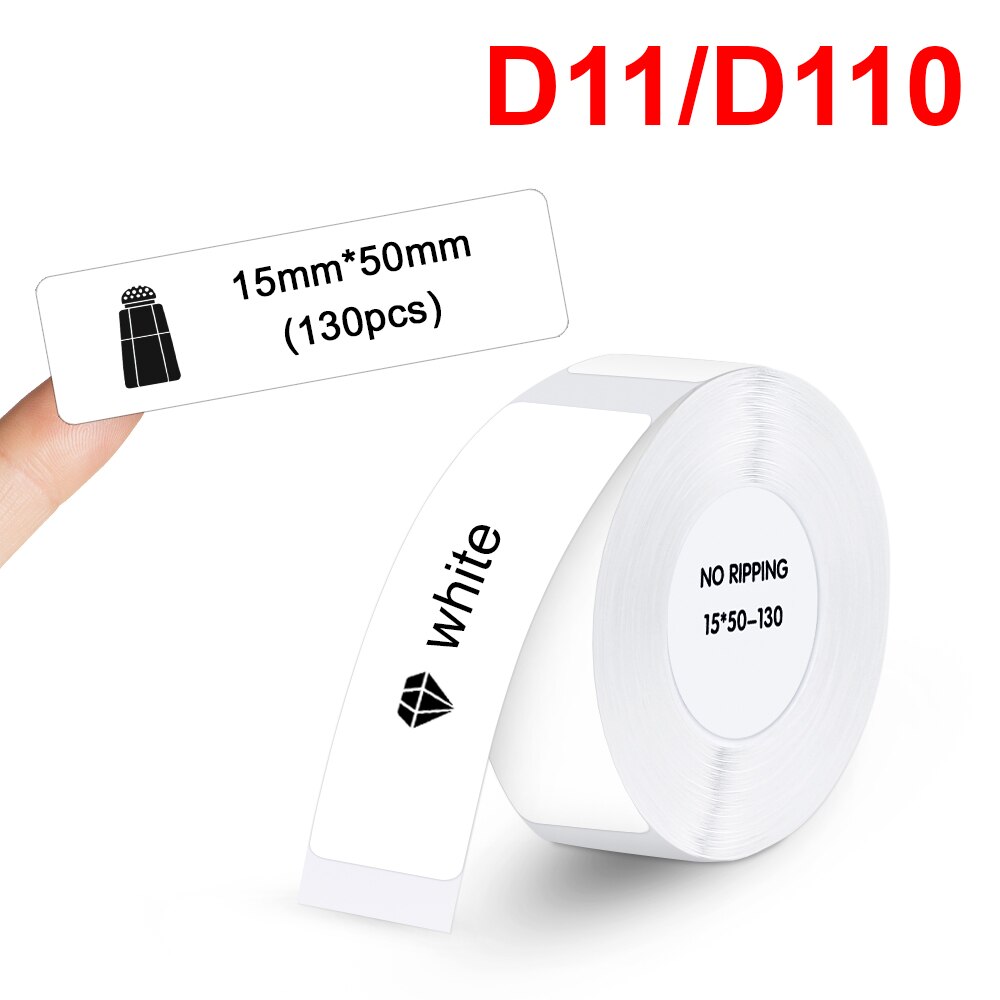 Niimbot D11 D110 Etikett Papier 15mm 50mm Wasserdicht Klebstoff D11 Etikett Aufkleber DIY Name Aufkleber für Mini Tragbare d11 Etikett Hersteller: 15x50mm 130Stck