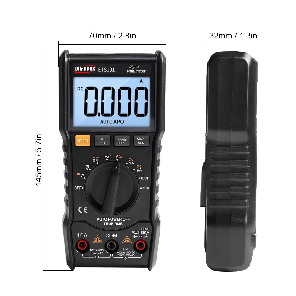 ET8101 Digital Multimeter 3 5/6 AC DC 6000 True RMS Digital Voltmeter 1000 V 10A Mini Tasche Multimeter