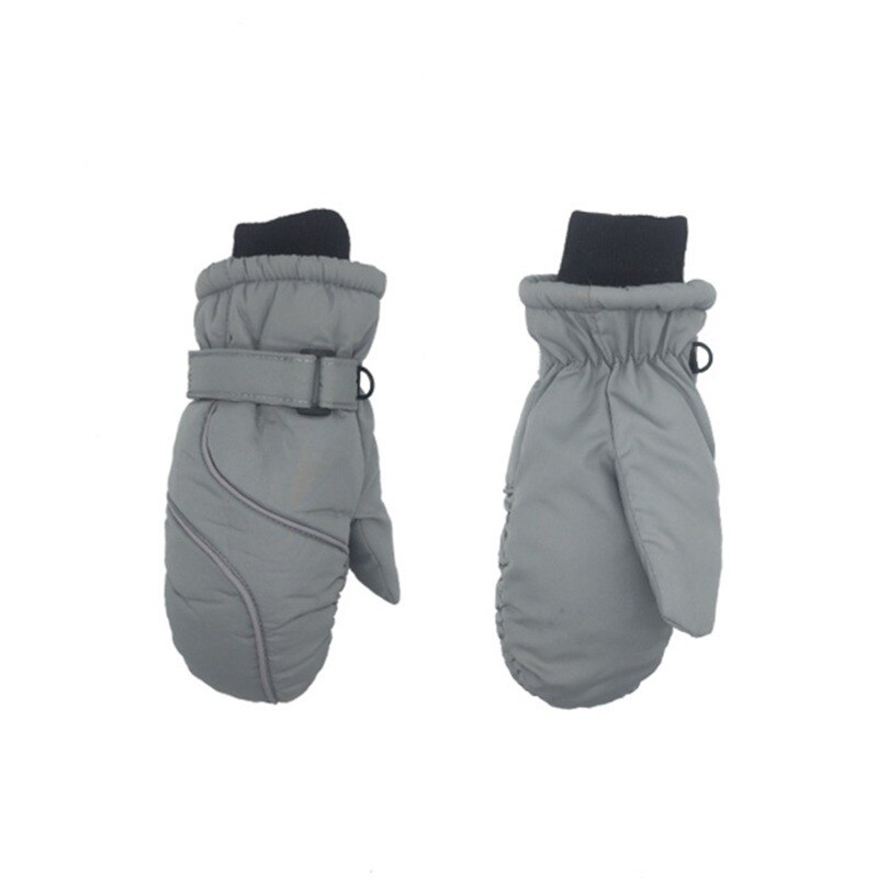 1 Pair Children's Ski Mittens Girls Boys Snow Warm Winter Gloves Outdoor Waterproof Windproof Thicken for Snowboard Gloves: Grey