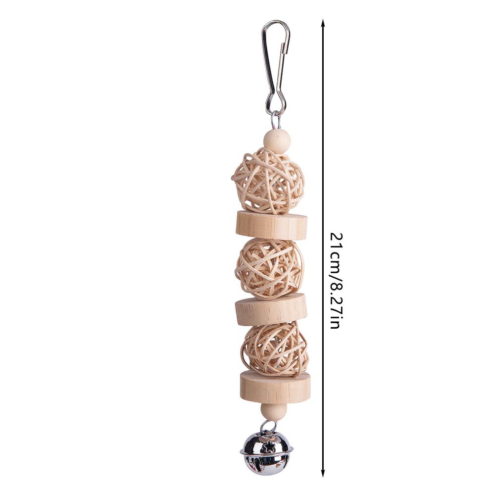 Juguetes para masticar pájaros, Bola de ratán de madera Natural para pájaros, jaula de decoración, jaula de pájaros, juguete para periquitos, pájaros amorosos, guacamayos: Blanco