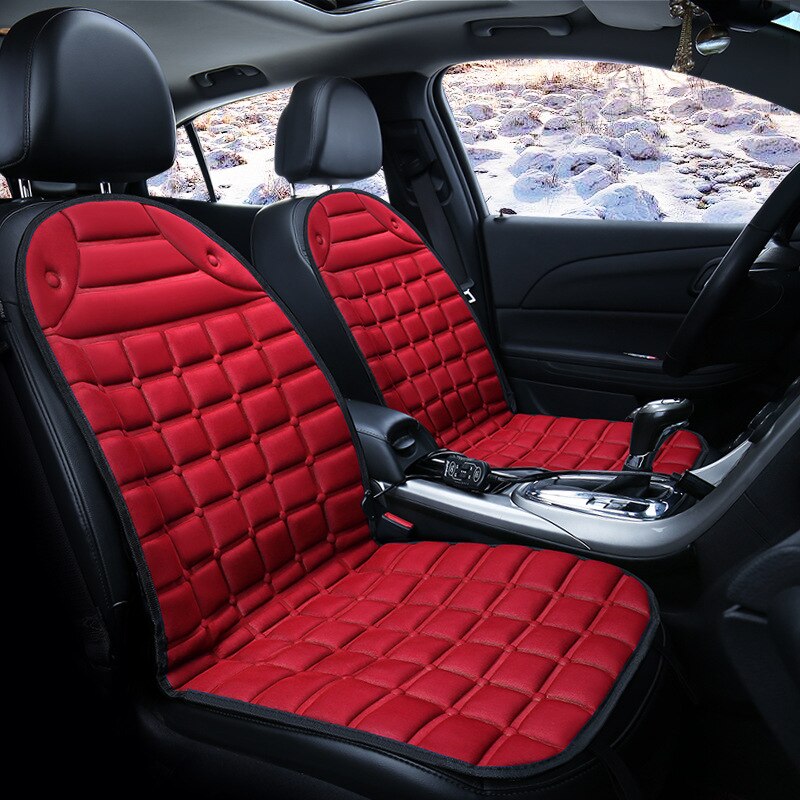 2pc In 1 Fast Heated Adjustable Black/Grey/Blue/Red/Coffee Car Electric Heated Seat Car Styling Winter Pads Cushions Auto Covers: Red 2pcs