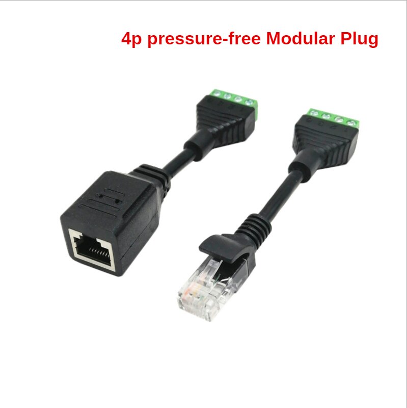 Bornier femelle RJ45 à 4 broches, bornier tête en cristal, sans pression, extrémité du filet