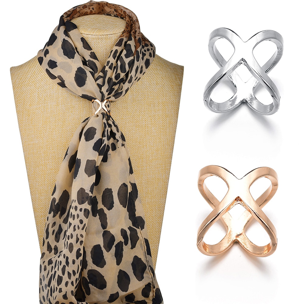 MissCyCy X Shape Metal Brooches for Women Simple Scarf Clip Clothes Jewelry Accessories