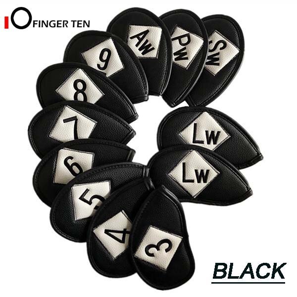 10/11/12 Pcs Double Sided Universal Leather Golf Club Head Covers Irons Fit Main Iron Clubs Both Left and Right Handed Golfer: 12 Pcs Black-Pu