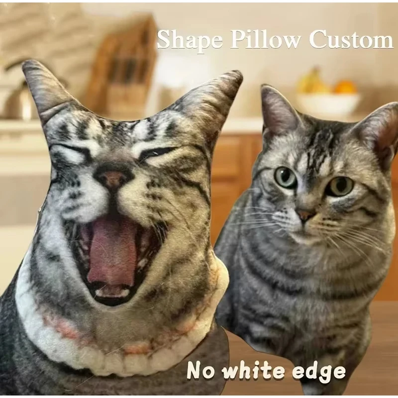 Personalización de foto, almohada fea DIY para un amigo o mascota, divertida funda de almohada personalizada para perro, gira el gato en almohada, almohadas 3D personalizadas: 48 x 74