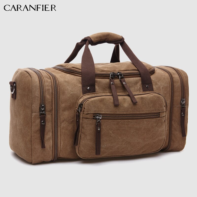 CARANFIER-Bolso de hombro de escalada para hombre, bolsa de lona, plegable, portátil, multifunción, para viaje al aire libre: Coffee