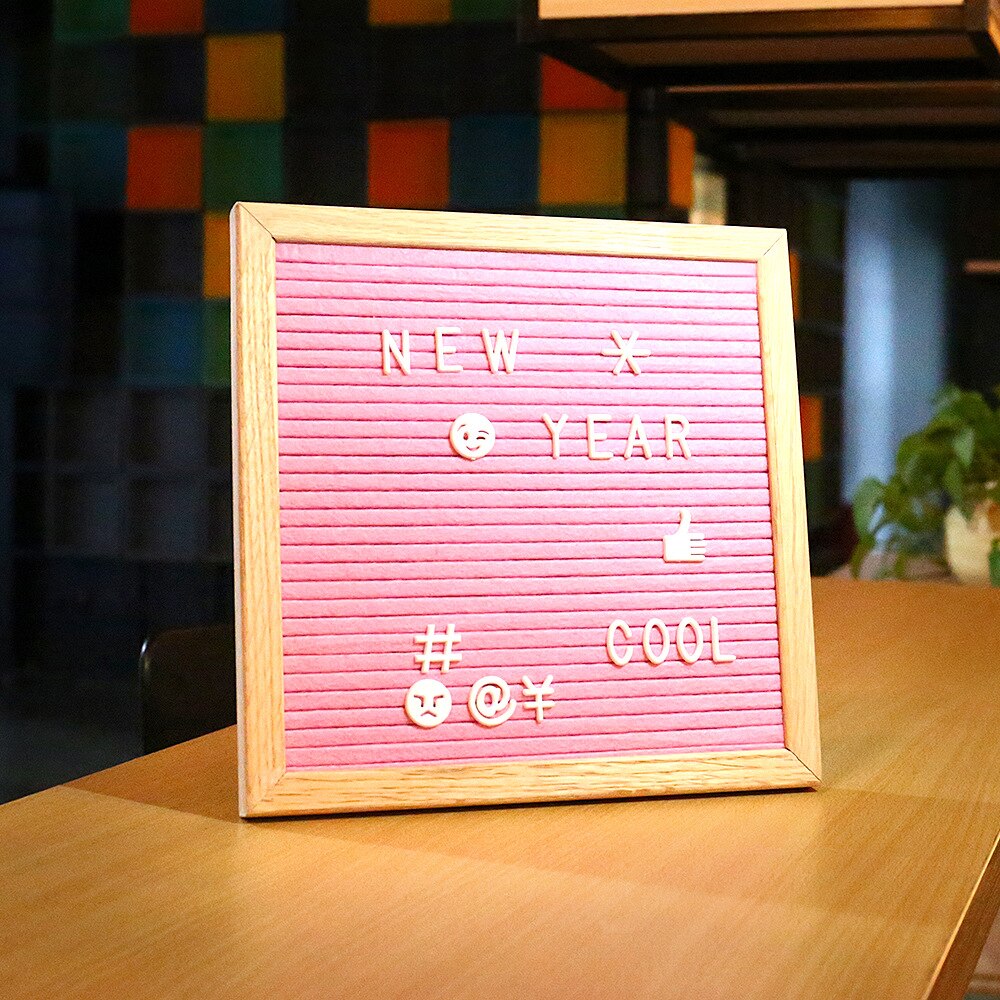 10x10 Inches Felt Wooden Letter Board Home Message Board Oak Frame Felt Cloth Blackboard 338 Letters