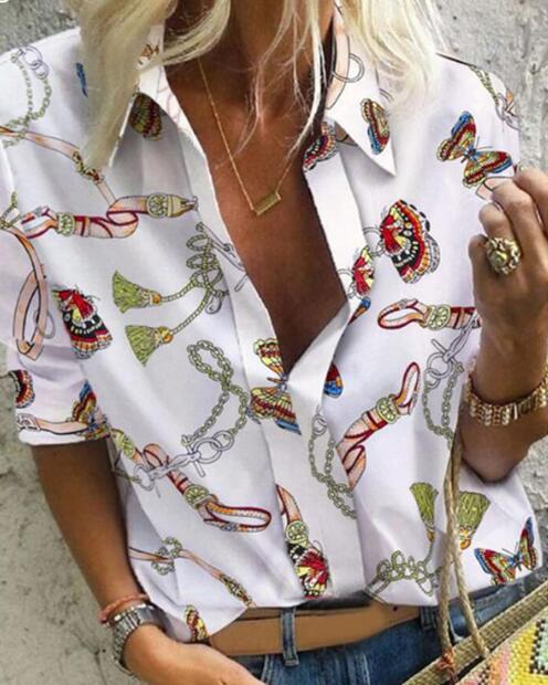 V-hals Womens Tops En Blouses Plus Size 5XL Lente Herfst Blouse Vrouwen Lange Mouwen Tops Shirt Femme Blusas Mujer de Moda: white / 5XL