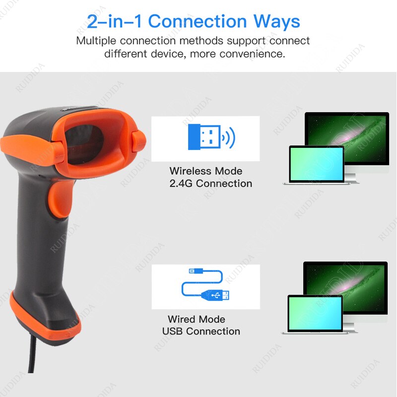 Draadloze 2d Barcode Scanner Barcode Scanner Draadloze Scanner 2D Handheld Bar Code Reader Qr Code Reader Pdf417 Scanner