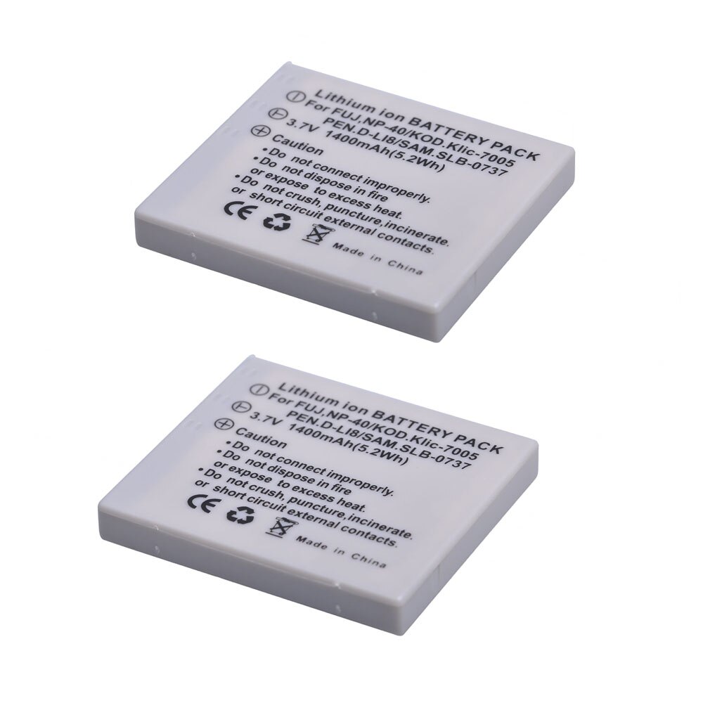 1400mAh NP 40 NP-40 Battery for BENQ DLI-102 FUJIFILM NP-40 NP-40N KODAK KLIC-7005 PENTAX D-LI8 D-Li85 SLB-0737 Batteries NP40N.: 2 Batteries