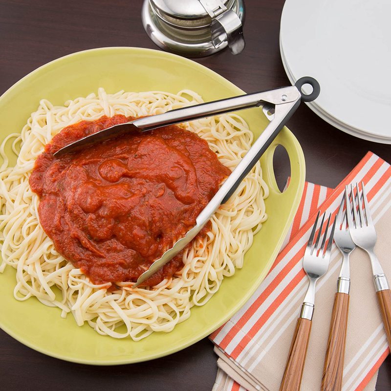 ANAEAT Premium Stainless Steel Kitchen Tongs Locking Metal Heavy Duty Food Tongs BBQ Grilling Non-Slip Grip Cooking