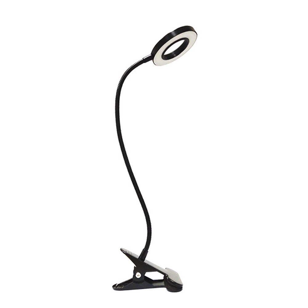 Usb power led pöytävalaisin klipsillä joustava opiskelu lukukirjalamppu silmiensuojaus pöytälamppu kodin makuuhuoneen työvalaistus: Metallinen musta leikkaus